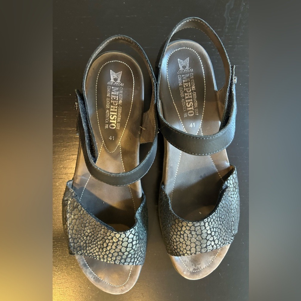 Mephisto Metallic Black Women's Pattie Sandals Size 10 - Picture 2 of 8